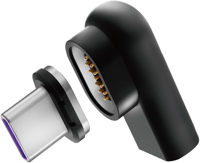 CIO マグネット変換アダプタ USB-C(メス) to USB-C(オス) L字 タイプc ケーブル 磁石で脱着可能に 100W USB2.0 480Mbps(映像非対応)(ブラック)